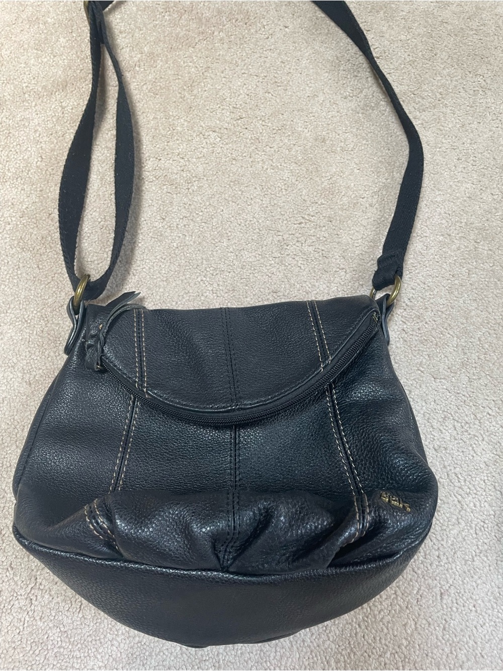 The Sak Black Leather Crossbody with Contrast Stitching